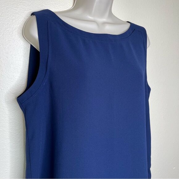 Peter Nygard Navy Blue Tank Shell Boatneck Sleeveless Top Women Size Medium - Picture 2 of 11